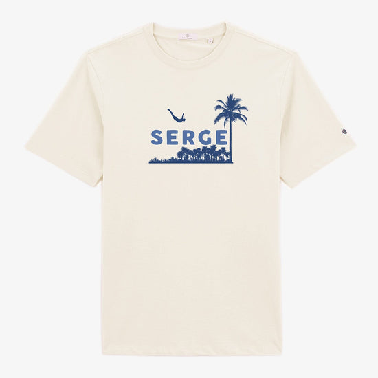 serge blanco T-shirt manches courtes Turin imprimé SERGE blanc latte