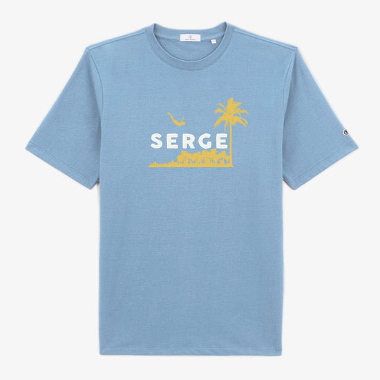 serge blanco T-shirt manches courtes Turin imprimé SERGE bleu nuage