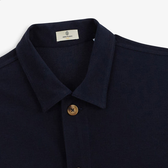 Serge Blanco Veste Worker Dave En Jersey Bleu Foncé