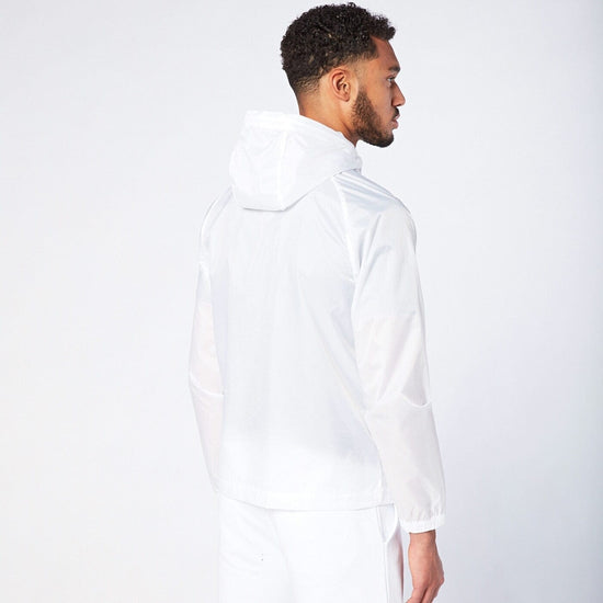 Serge Blanco Windbreaker En Nylon Ripstop à Capuche Blanc