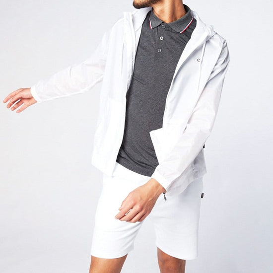 serge blanco Windbreaker en nylon ripstop à capuche blanc