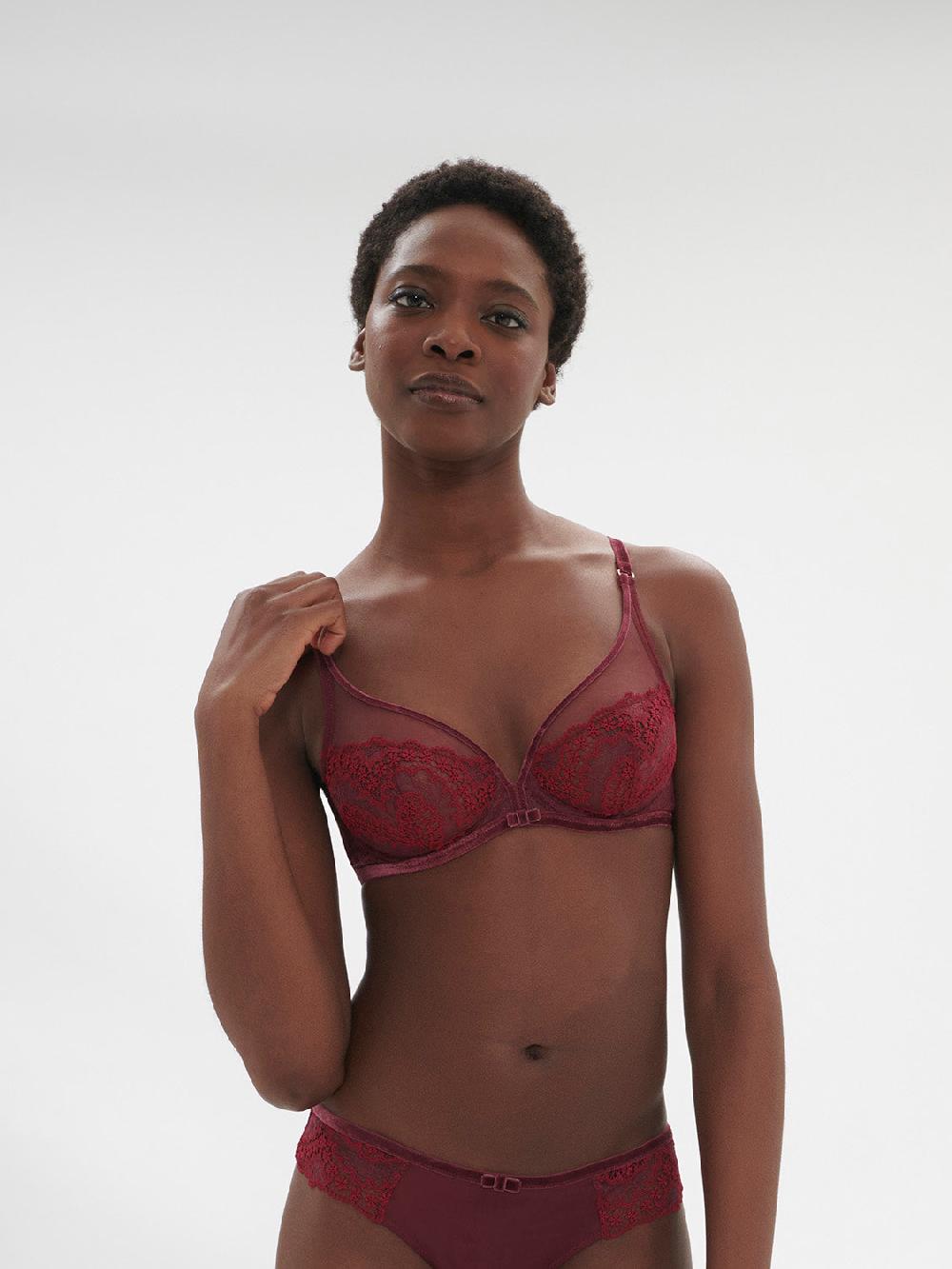 simone pérèle Soutien-gorge avec armature décolleté plongeant - Rouge Spinelle