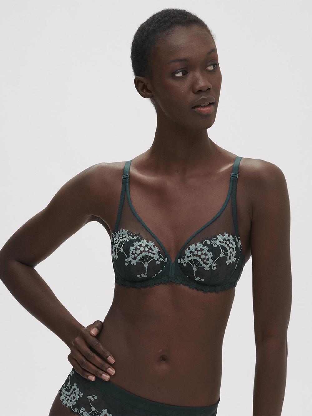 simone pérèle Soutien-gorge avec armatures décolleté plongeant - Vert Kolsaï