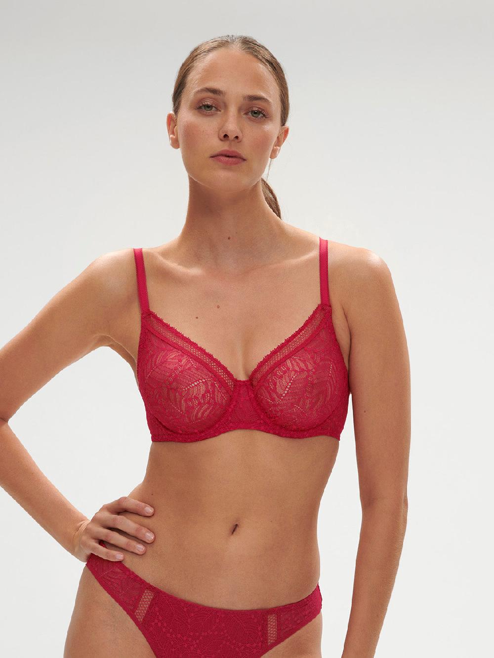 simone pérèle Soutien-gorge avec armatures moulé décolleté plongeant - Rubis/rose