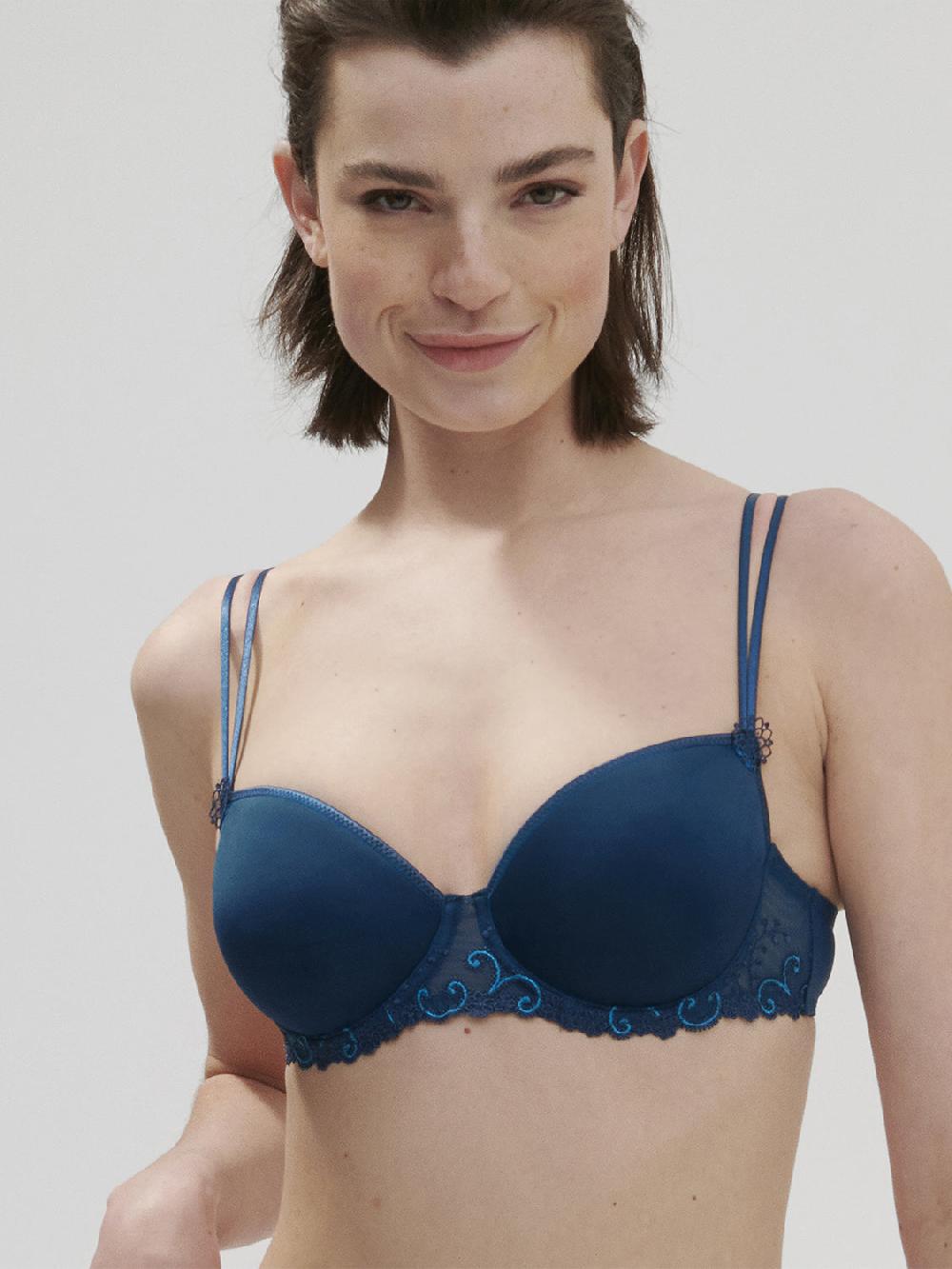 simone pérèle Soutien-gorge décolleté carré en spacer 3D - Bleu Prestige