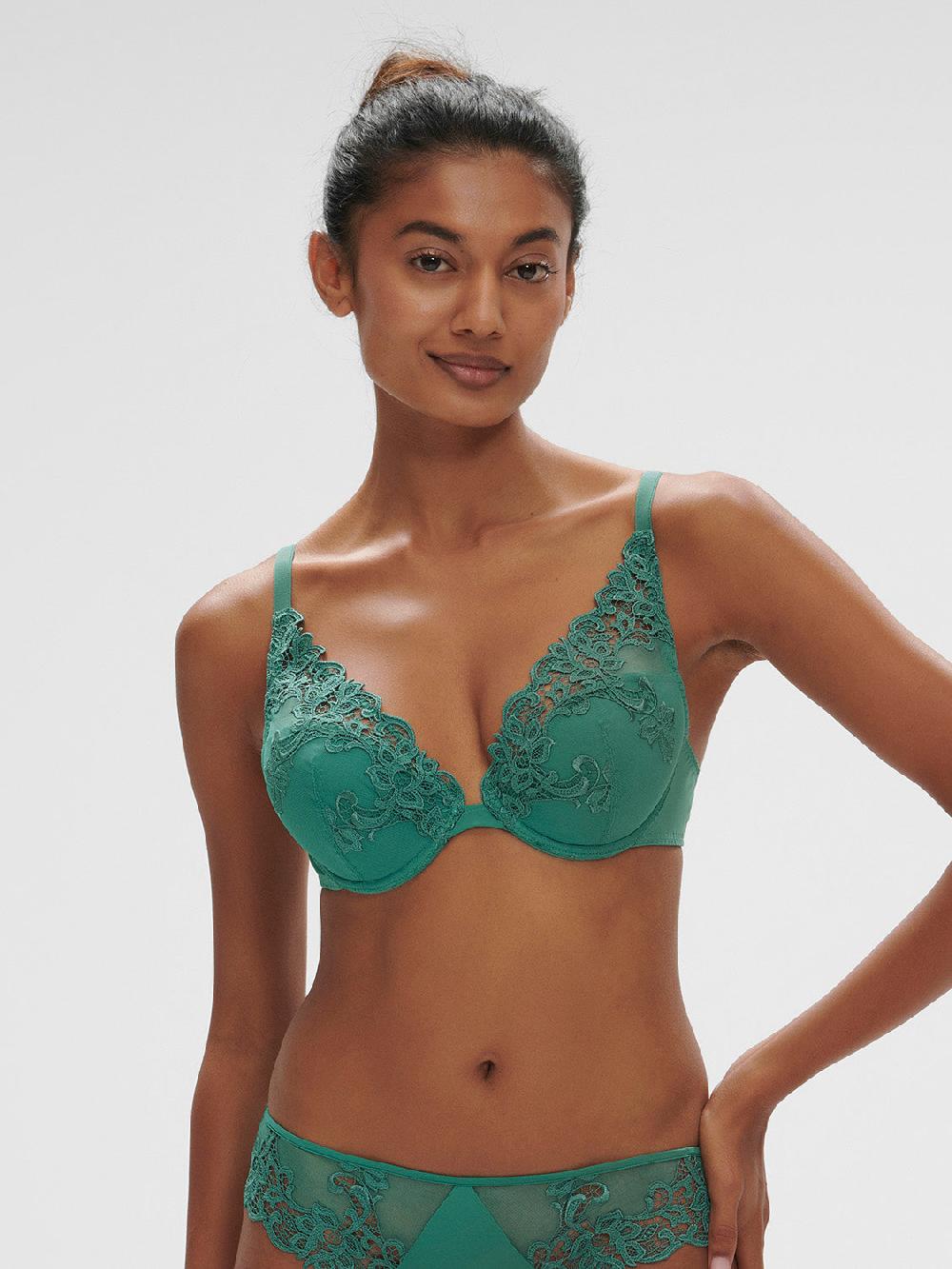 simone pérèle Soutien-gorge push-up décolleté plongeant - Vert Garden