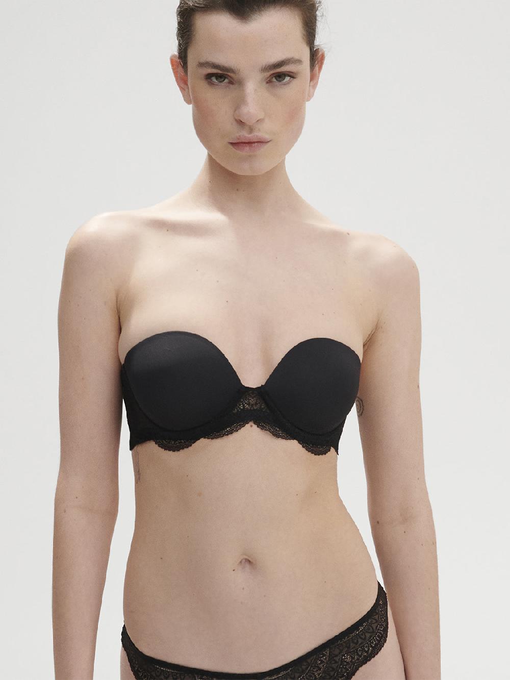 simone pérèle Soutien-gorge sans-bretelles décolleté plongeant - Noir