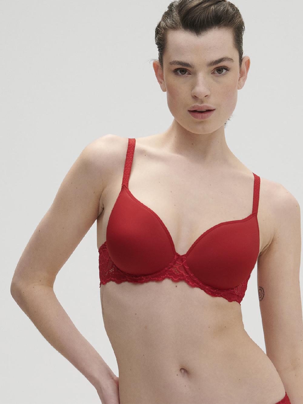 simone pérèle Soutien-gorge spacer décolleté plongeant - Rouge Tango