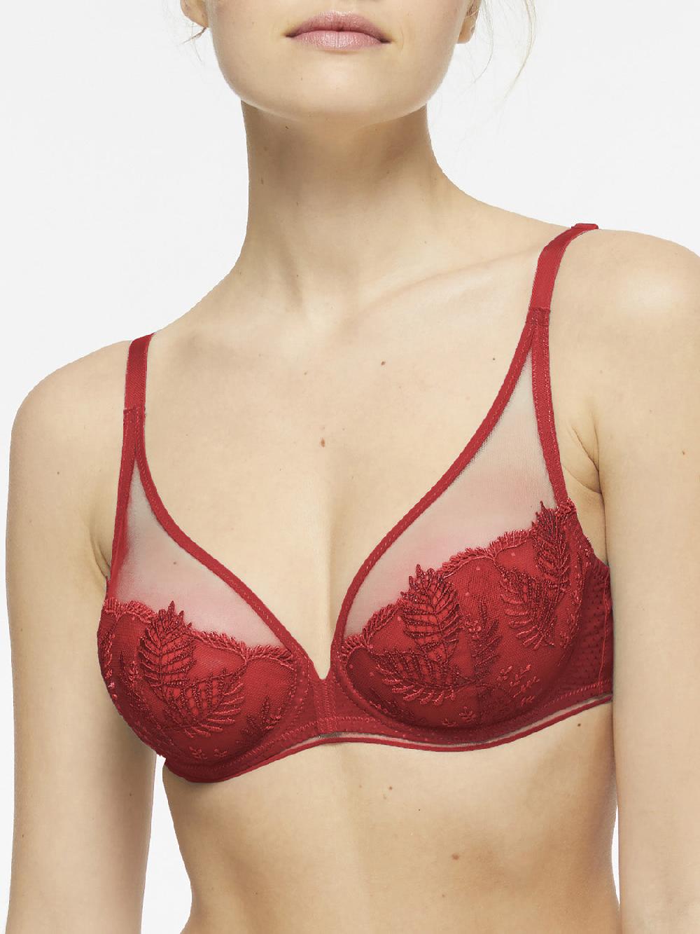 simone pérèle Soutien-gorge triangle emboitant décolleté plongeant - Rouge Opéra