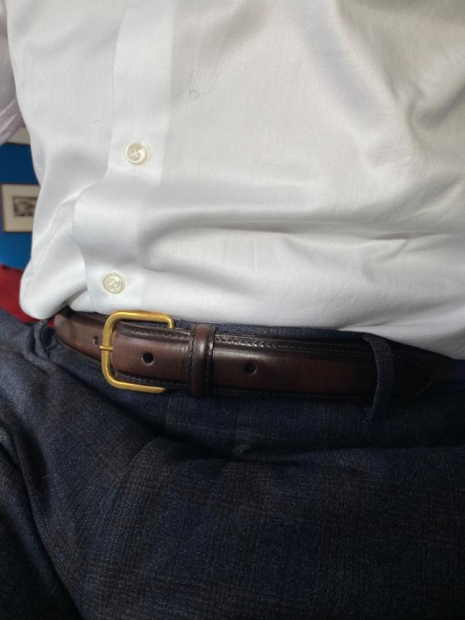 Simonnot Godard Capsule 3 : Ceinture En Cuir De Veau Patine Main