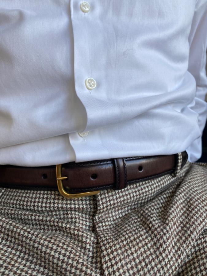 Simonnot Godard Capsule 3 : Ceinture En Cuir De Veau Patine Main