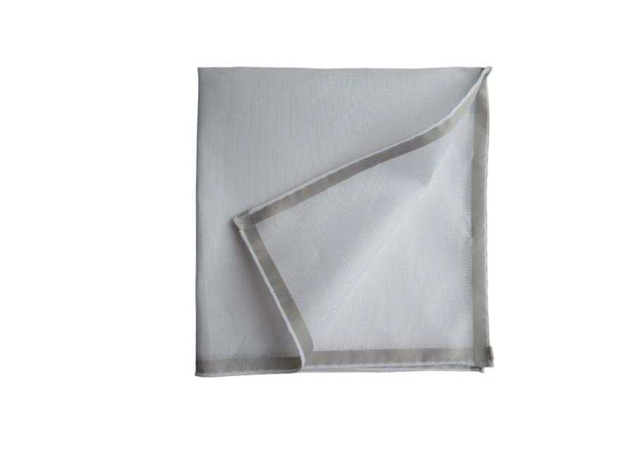 simonnot godard Mouchoir de poche amalfi blanc à satin gris perle