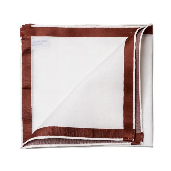 simonnot godard Mouchoir de poche amalfi blanc à satin marron