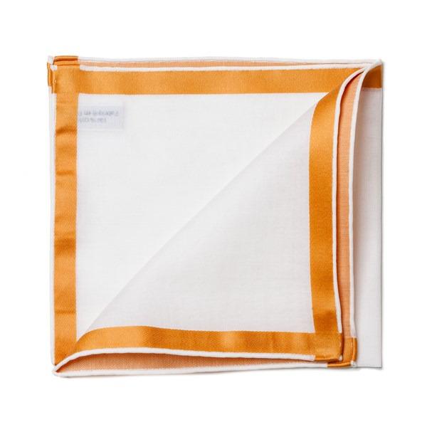 simonnot godard Mouchoir de poche Amalfi blanc à satin or