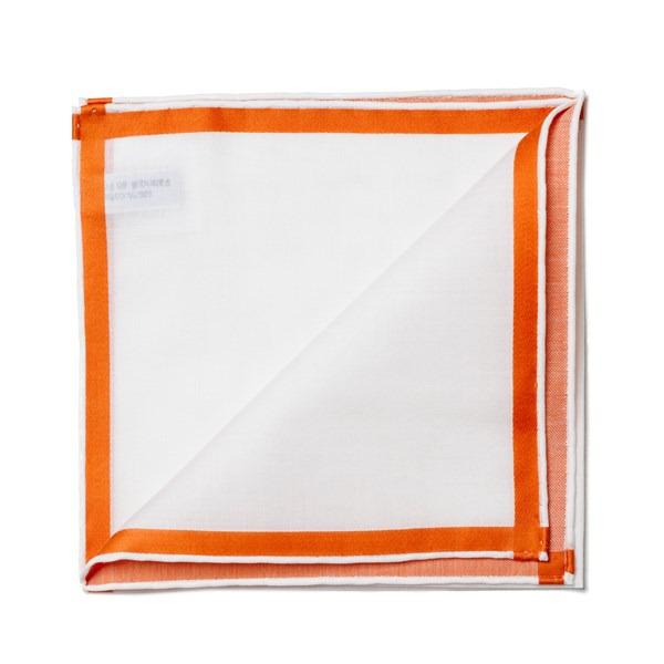 simonnot godard Mouchoir de poche amalfi blanc à satin orange