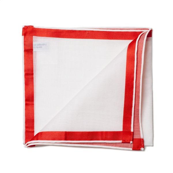 simonnot godard Mouchoir de poche amalfi blanc à satin rouge