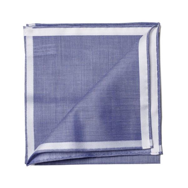 simonnot godard Mouchoir de poche amalfi marine à satin blanc