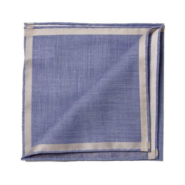 simonnot godard Mouchoir de poche amalfi marine à satin ivoire