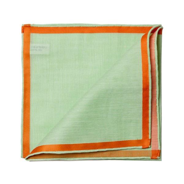 simonnot godard Mouchoir de poche amalfi vert à satin orange