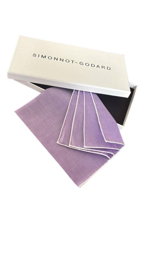 Simonnot Godard Mouchoir à Bord Blanc Col. Violet