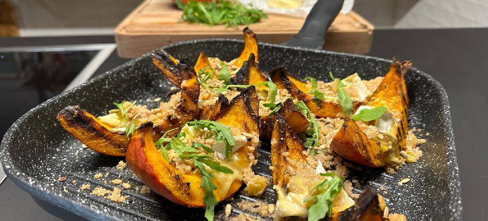 sitram Demi-lunes de potimarron grillées au camembert curry et huile de noisette