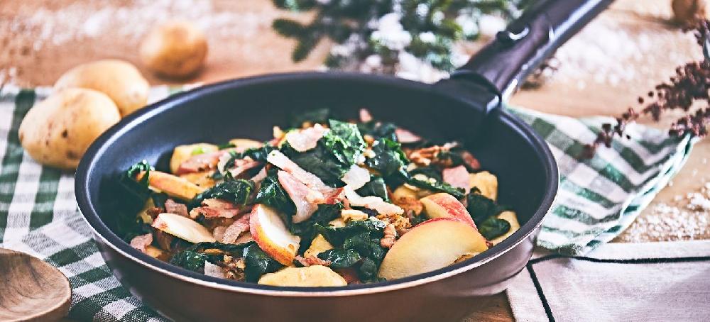 sitram Gnocchi aux épinards guanciale noix et pommes