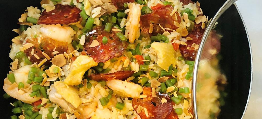 sitram Riz de chorizo crevettes poulet et amandes grillées pimentées