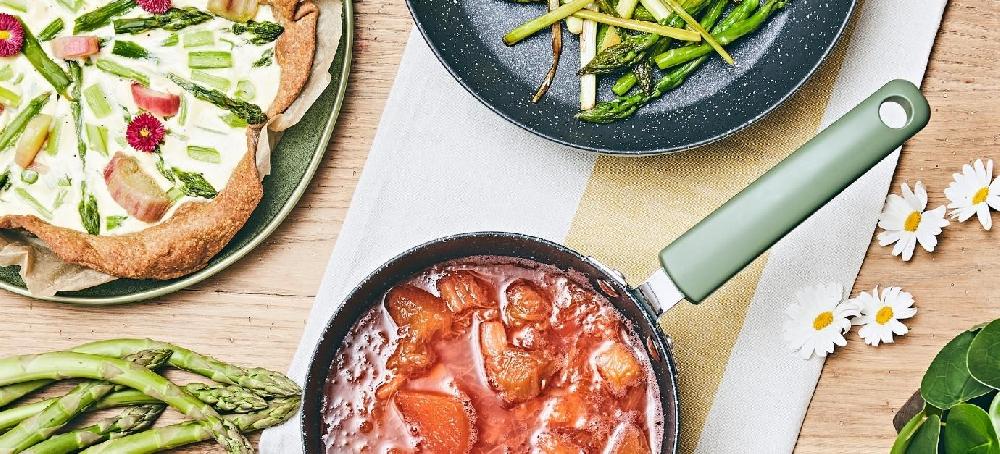 sitram Tarte à la rhubarbe et asperges vertes