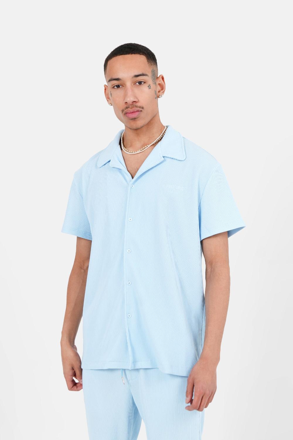 sixth june Chemise manches courtes plissé Bleu clair