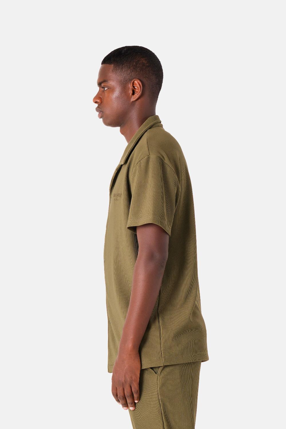 Sixth June Chemise Manches Courtes Plissé Vert Kaki