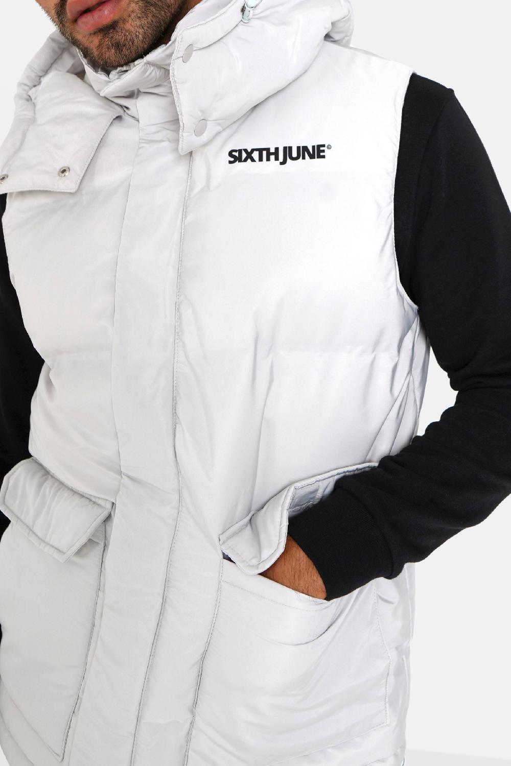 Sixth June Doudoune Sans Manches Capuche Gris Clair