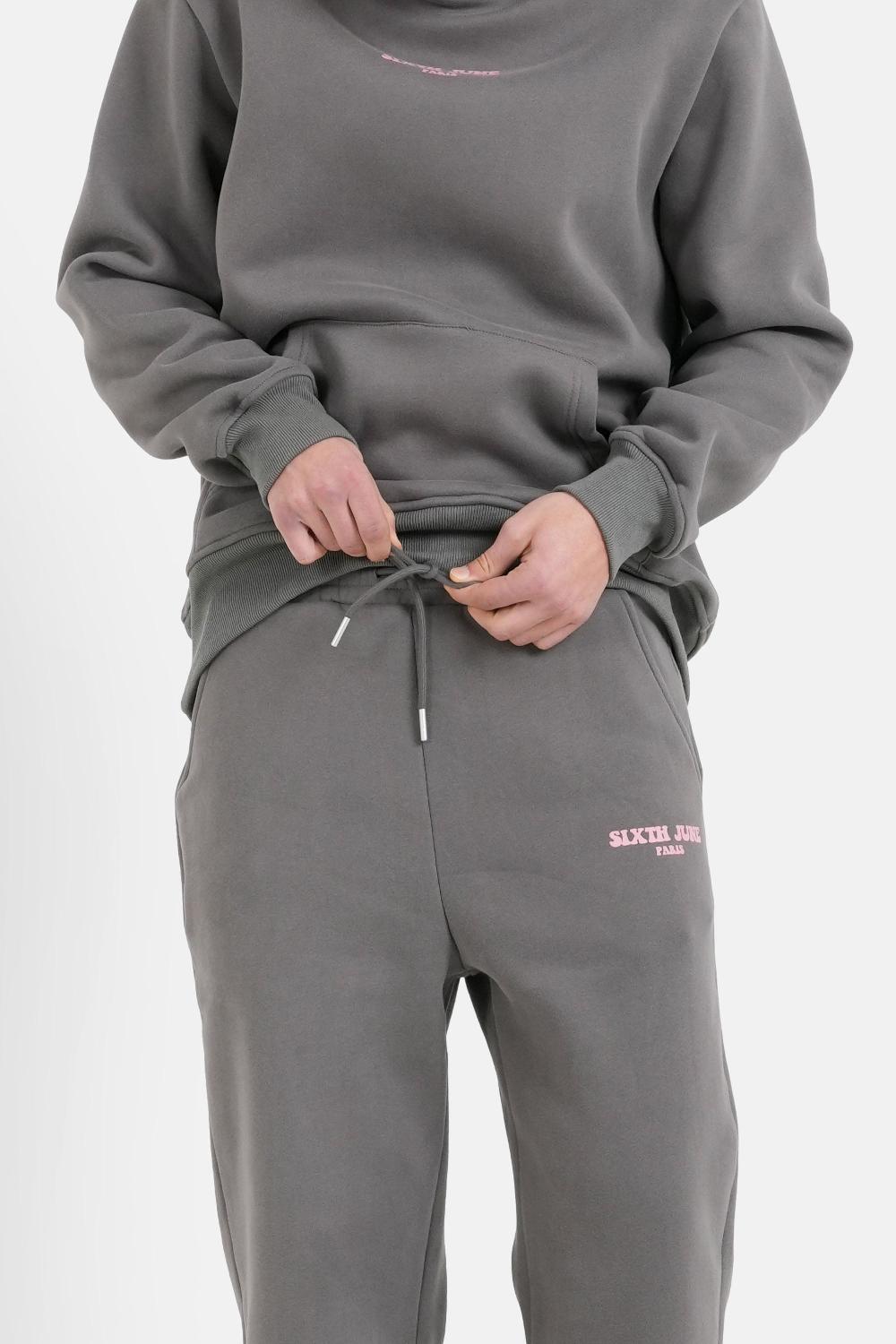 Sixth June Jogging Molletonné Print Rétro Gris Foncé