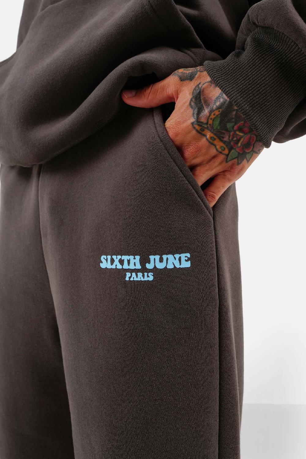 Sixth June Jogging Molletonné Print Rétro Gris Foncé