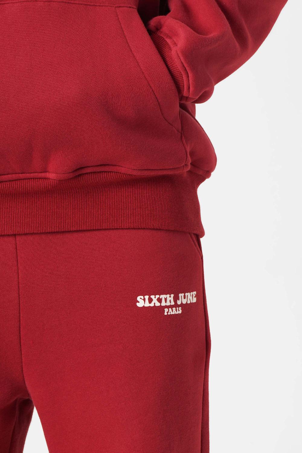 Sixth June Jogging Molletonné Print Rétro Rouge Bordeaux