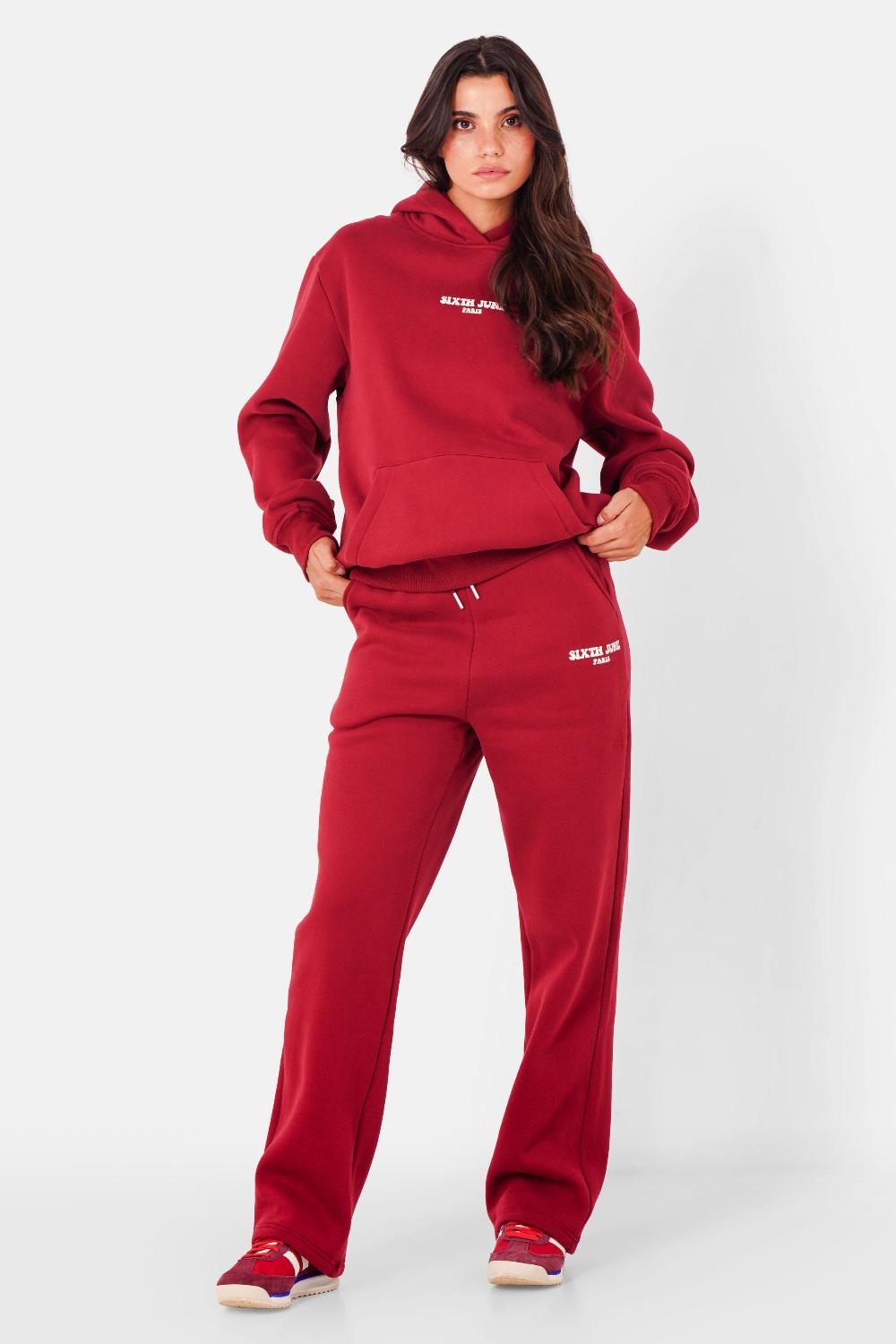 Sixth June Jogging Molletonné Print Rétro Rouge Bordeaux