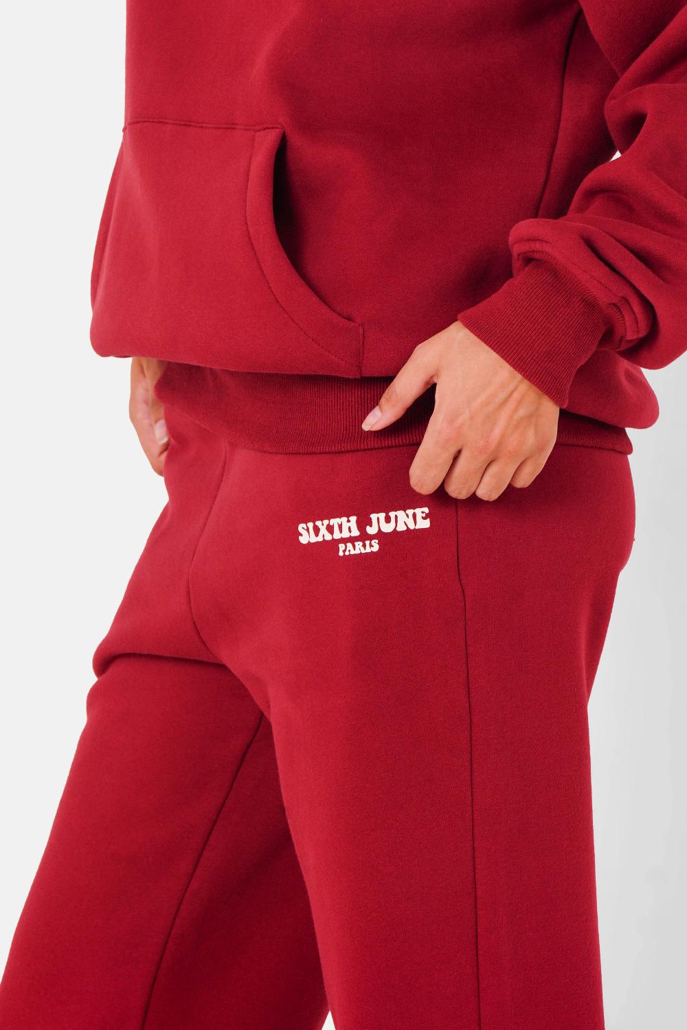 Sixth June Jogging Molletonné Print Rétro Rouge Bordeaux