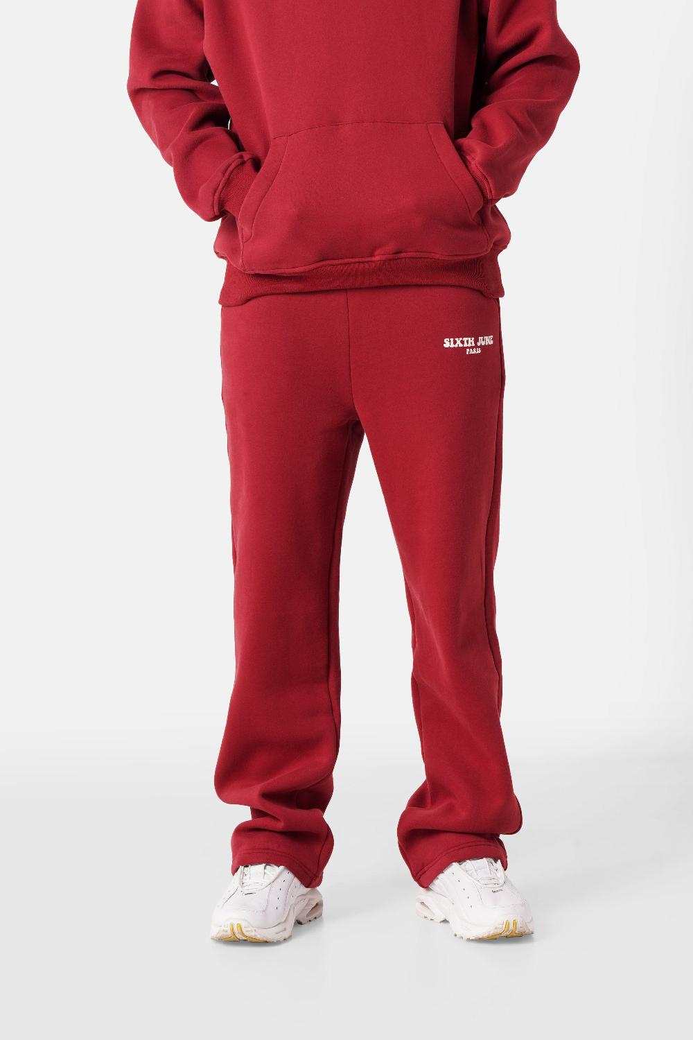 sixth june Jogging molletonné print rétro Rouge bordeaux