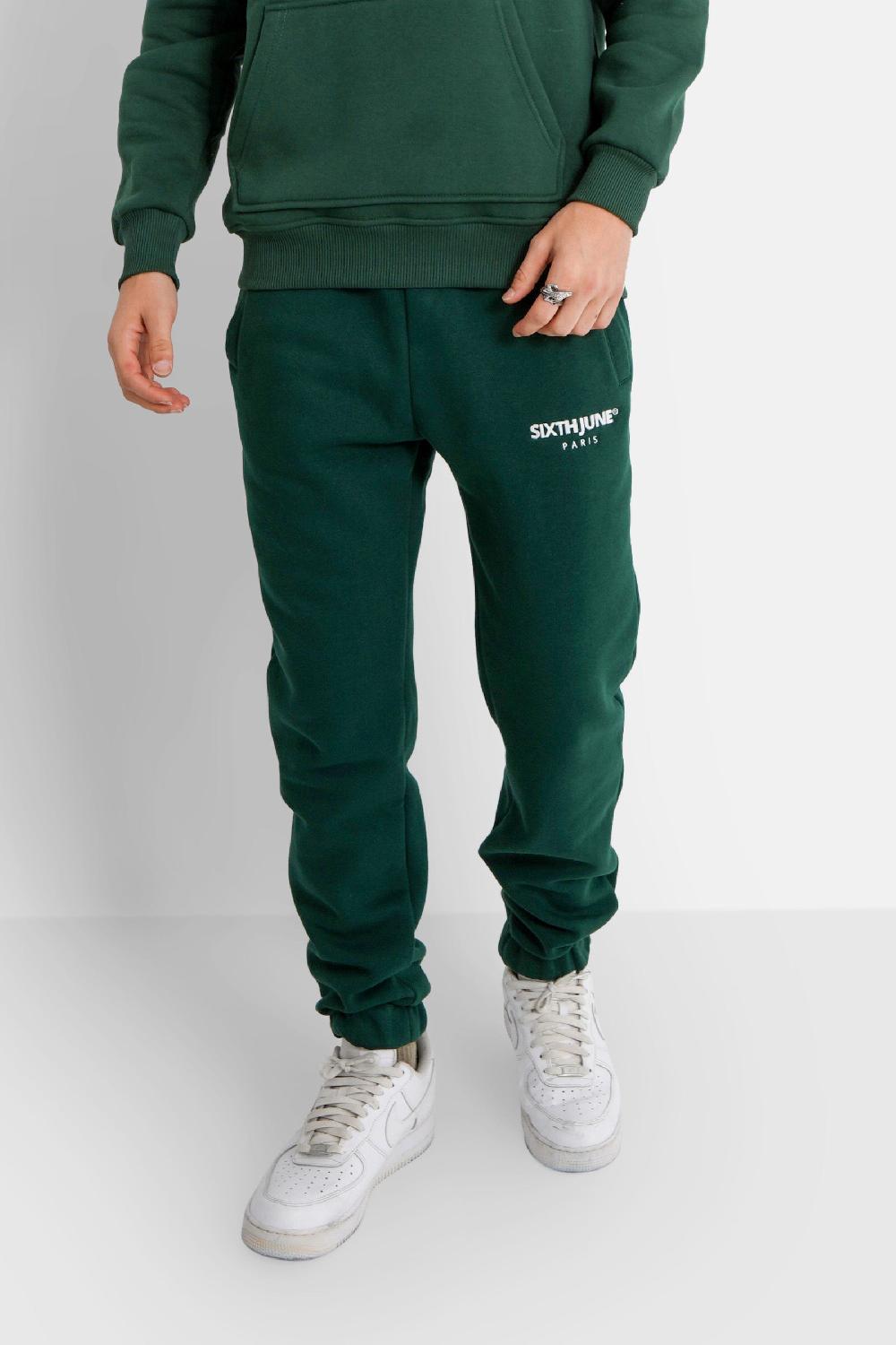sixth june Jogging molletonnée logo brodé Vert foncé