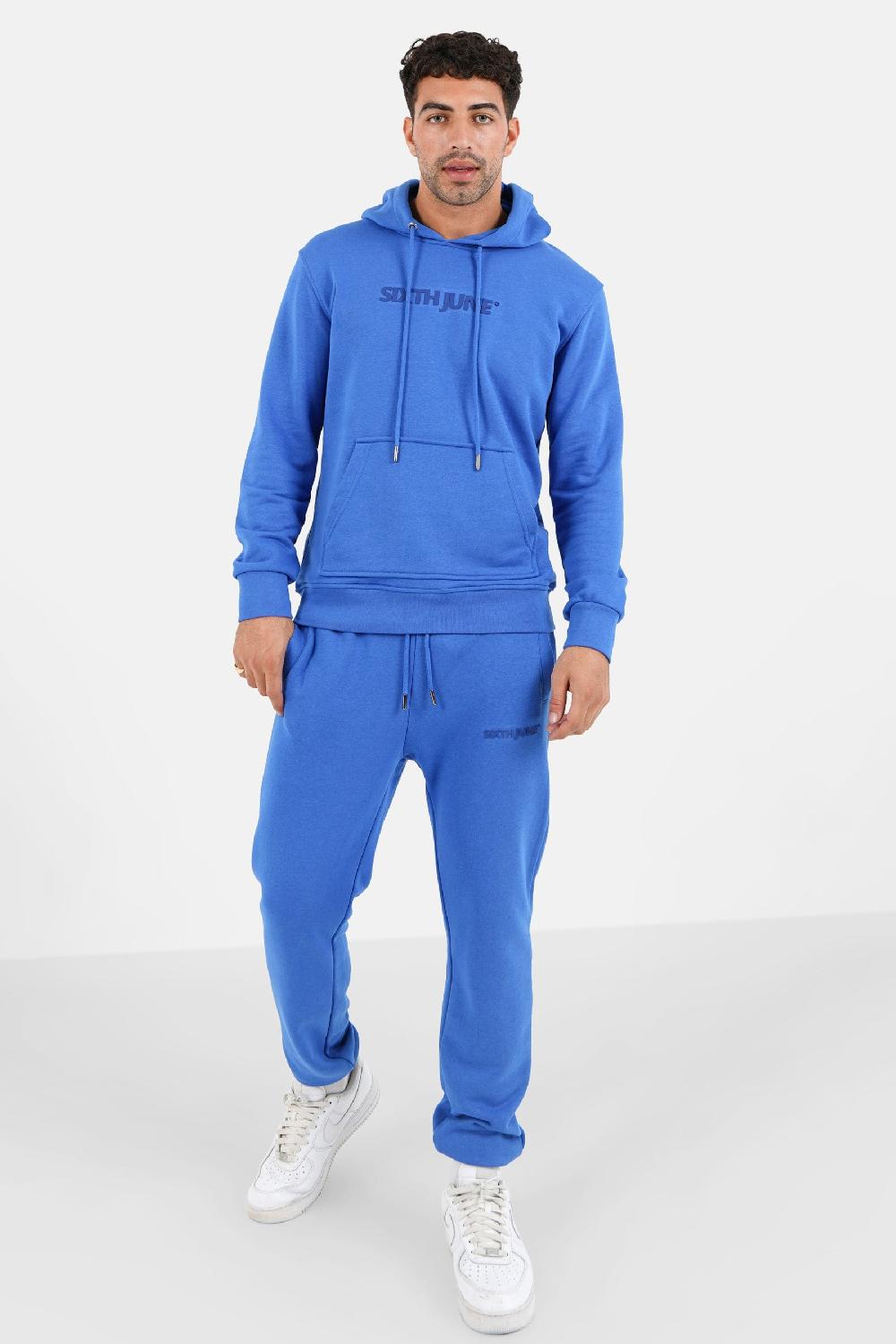 Sixth June Jogging + Sweat Capuche Logo Gommé Bleu Foncé