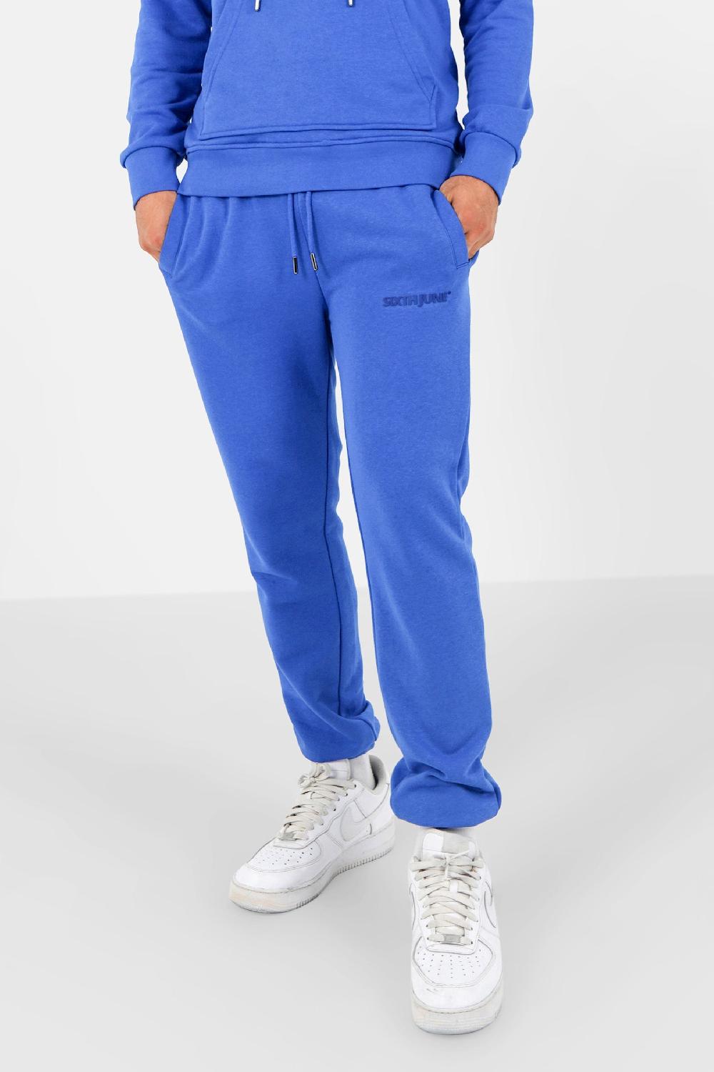 Sixth June Jogging + Sweat Capuche Logo Gommé Bleu Foncé