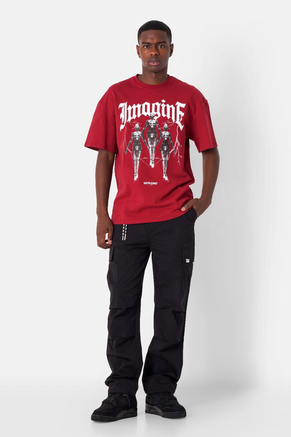 Sixth June Pantalon Cargo Multi Poches Mousqueton Noir