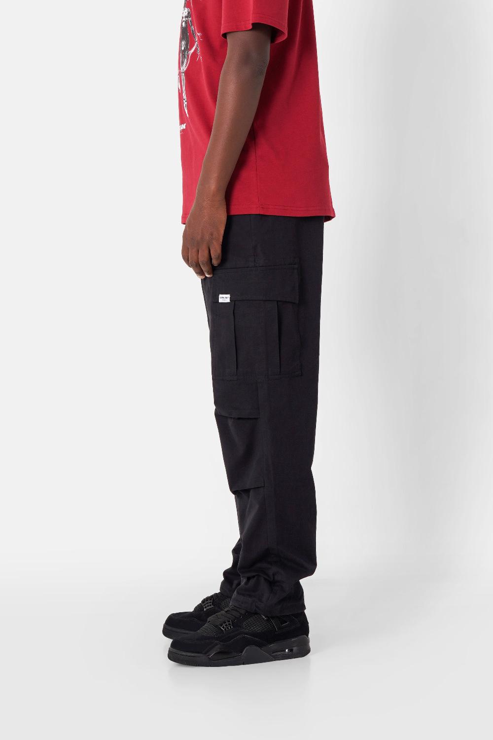 Sixth June Pantalon Cargo Multi Poches Mousqueton Noir