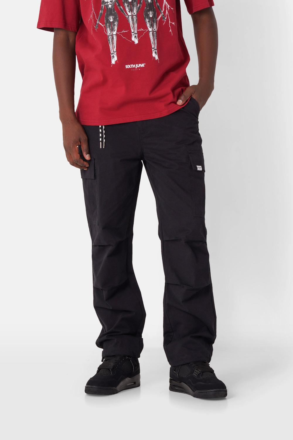 sixth june Pantalon cargo multi poches mousqueton Noir