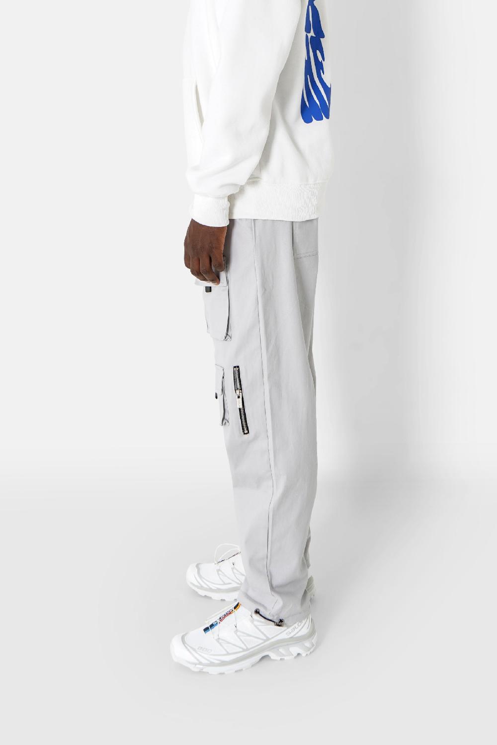 Sixth June Pantalon Cargo Multi Poches Twill Gris Clair