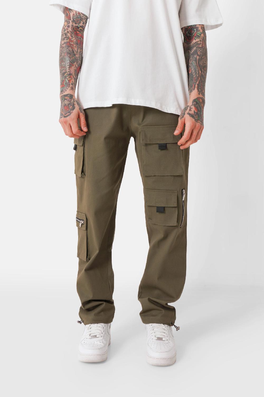 sixth june Pantalon cargo multi poches twill Vert kaki