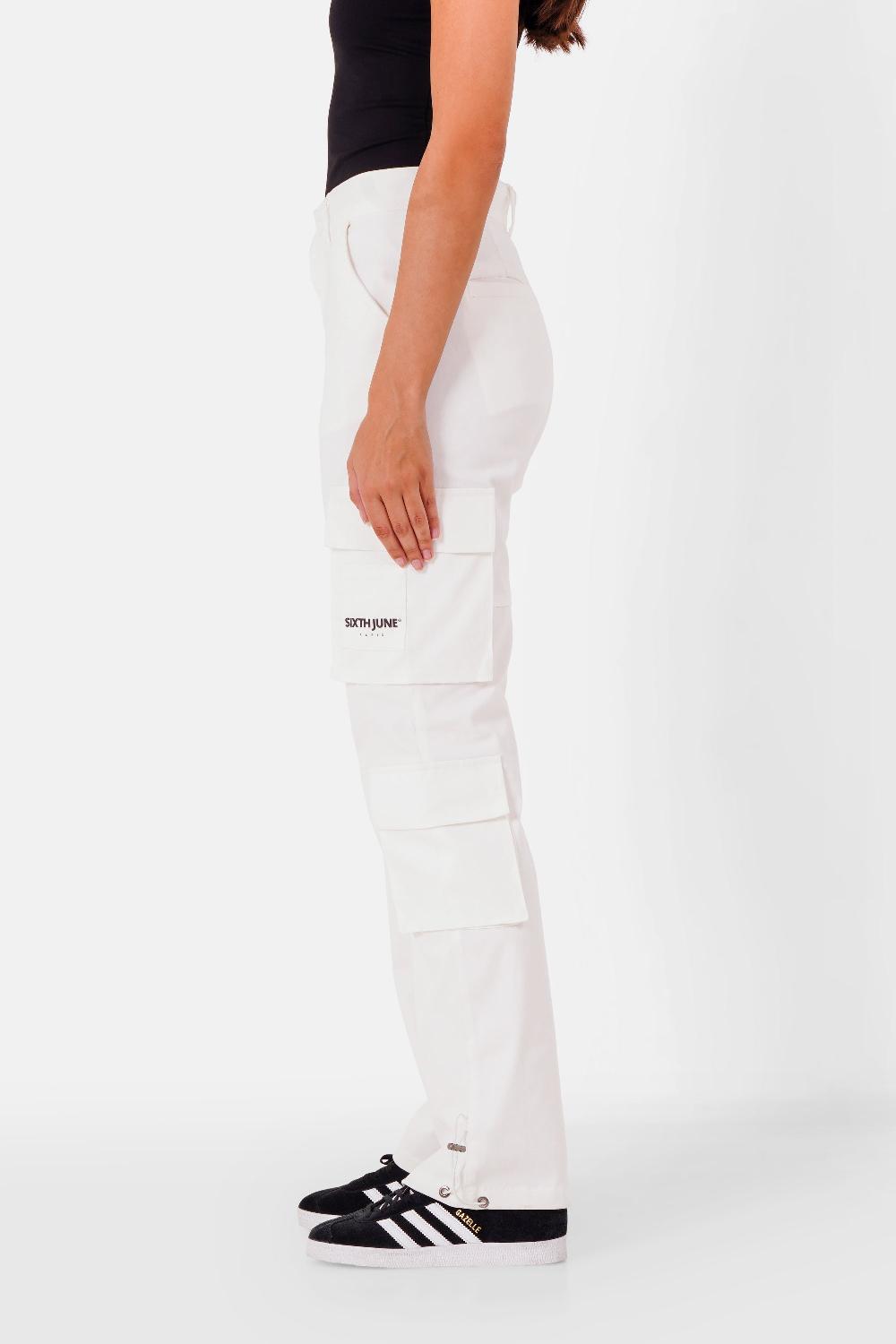 Sixth June Pantalon Ceinture Réversible Cargo Blanc