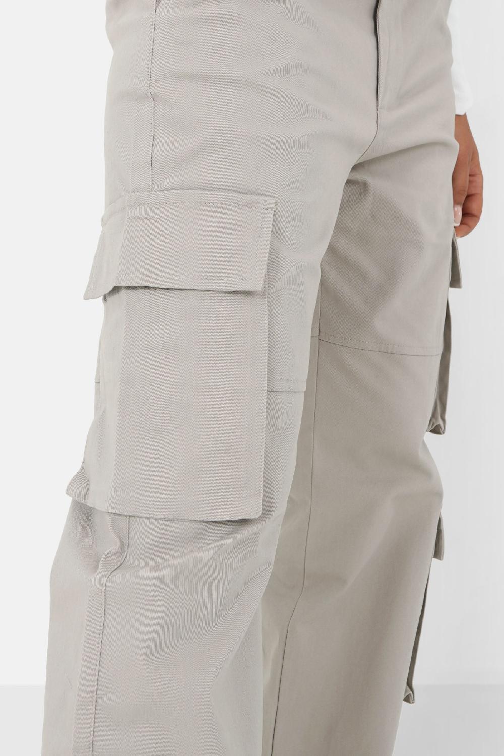 Sixth June Pantalon Ceinture Réversible Cargo Gris Clair