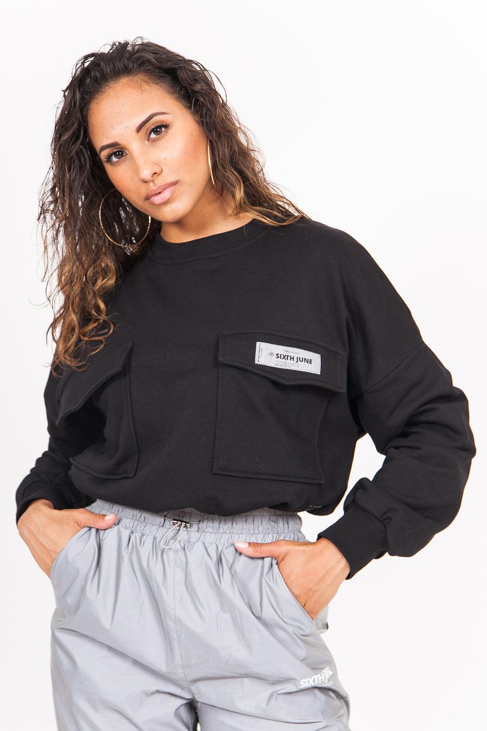 sixth june Pull réfléchissant empiècement logo noir