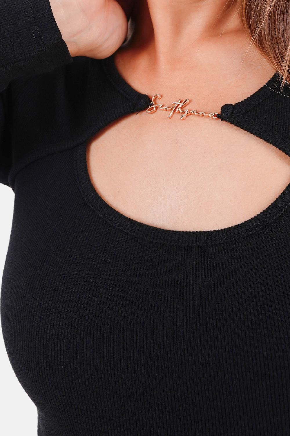 Sixth June Robe Ouverture Bijou Manches Longues Noir