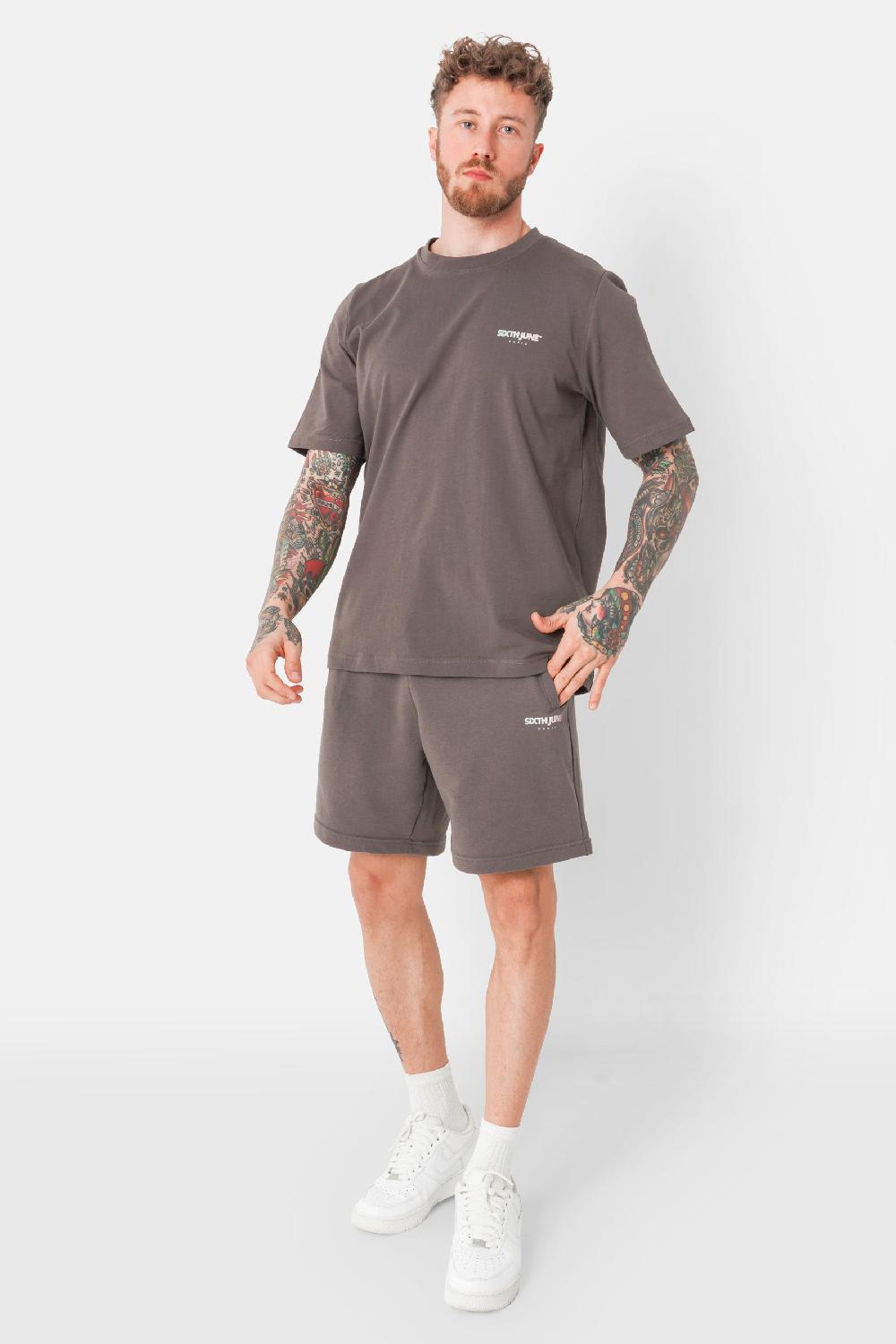 Sixth June Short Imprimé Logo Tie And Dye Gris Foncé